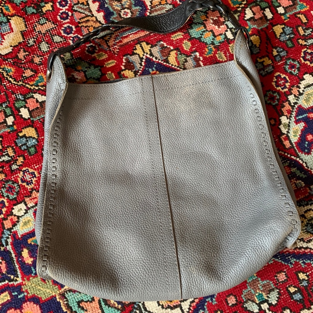 Lucky Brand Textured Gray Leather Bag
